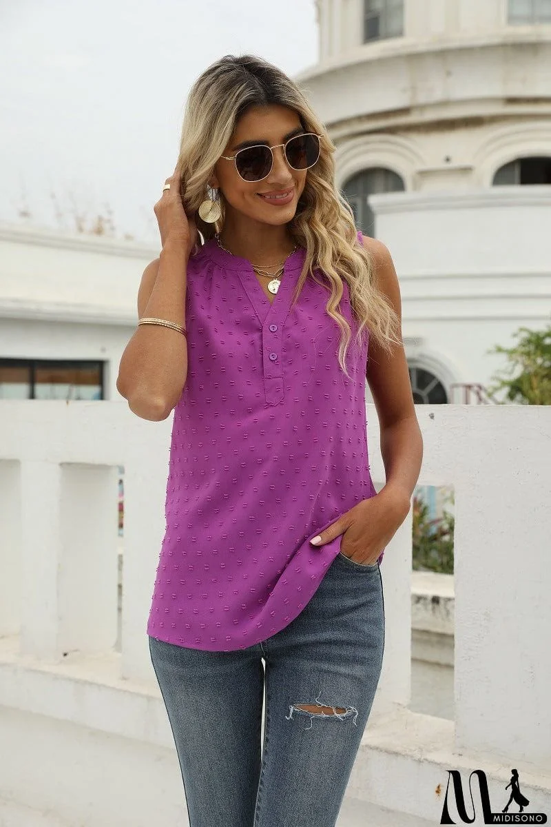 MidiSono - Swiss Dot Notched Neck Tank