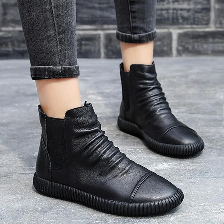 Women Leather Casual Chelsea Boots