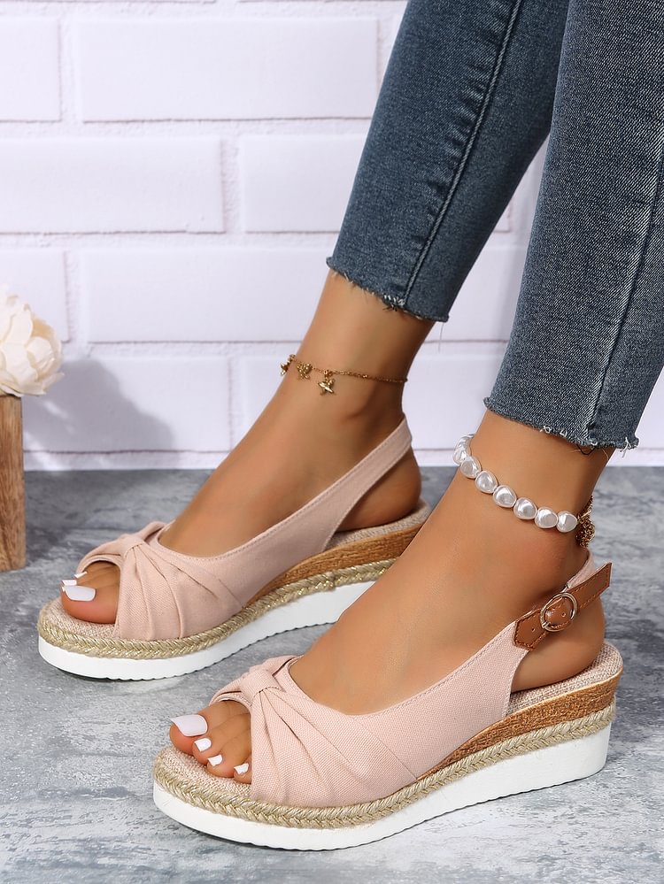 2022 Fashion Buckle Peep Toe Women Sandals Wedges Comfort Lightweight High Heels Wear-resistant Women Office Wedding Sandals