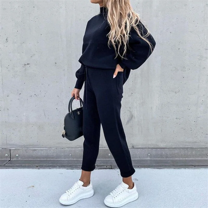 Yvlvol women tracksuit spring autumn warm fleece 2 pieces sets female hoodies + pants Outfit Jogger Pants 2021