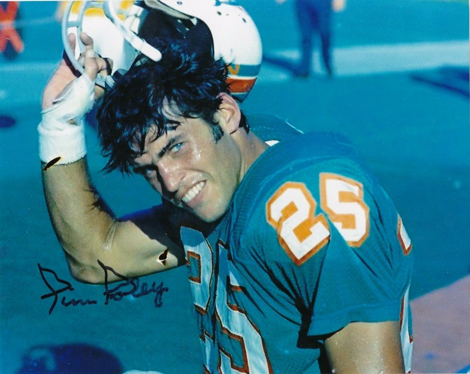 TIM FOLEY MIAMI DOLPHINS 1972 ACTION SIGNED 8x10