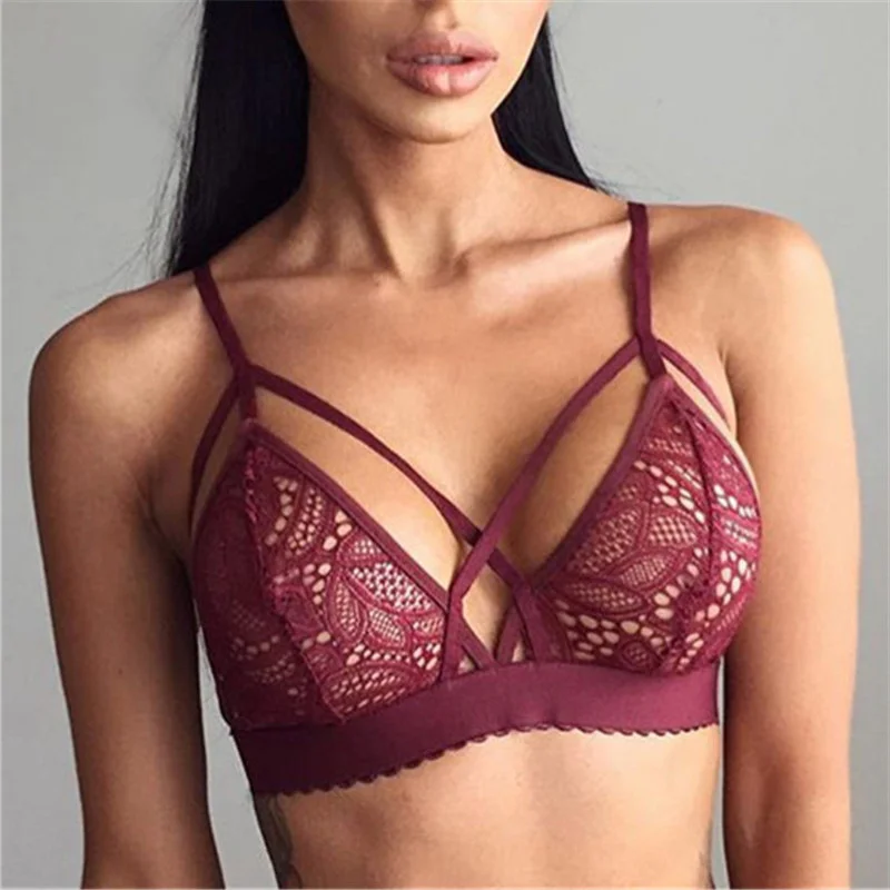 Churchf Station 2019 Winter Women's New Hot Sex Tempting Hollow Flowers Lace Lingerie