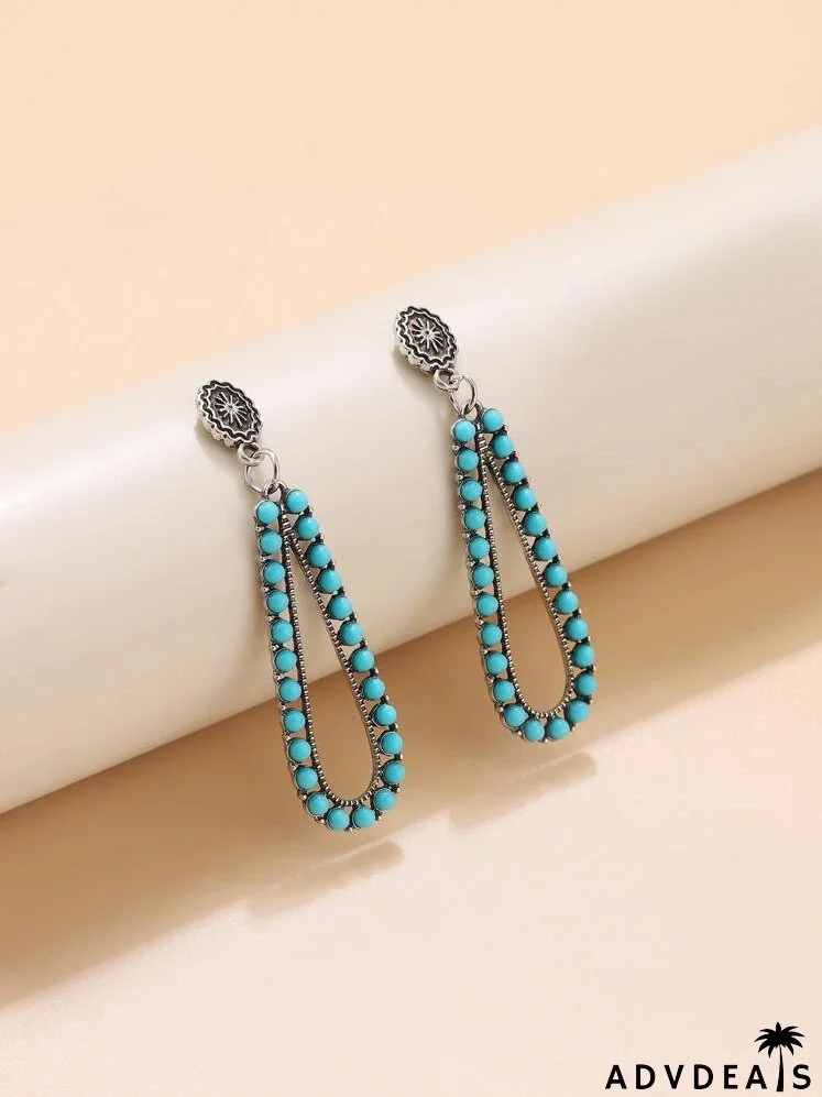 Bead Decor Hollow Out Water Drop Earrings