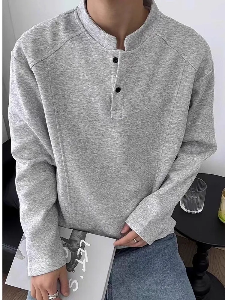 Men's Cotton Mock Neck T - Shirt Simple and Versatile