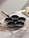 5 Round Holes Egg Frying Pan Cast Iron Omelet Pan for Gas Stove Induction Cooker