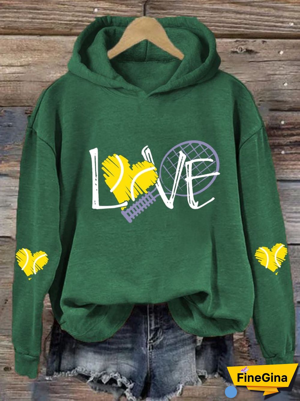 Women's Love Tennis Casual Hoodie