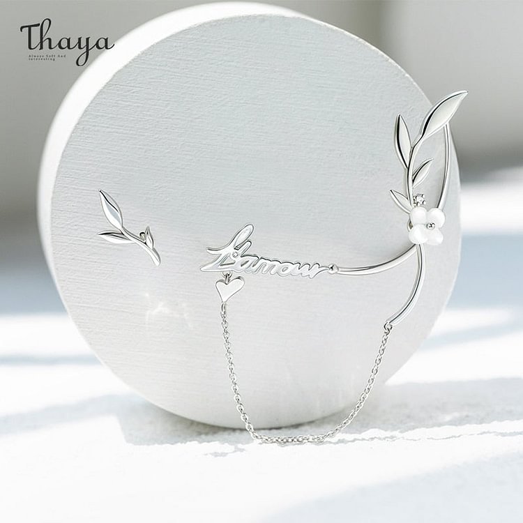 Thaya Blossom Flower Olive Branch Earrings Clip