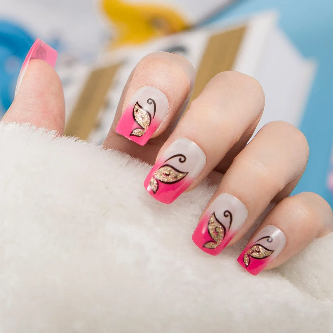 24pcs/set Fashion Acrylic Full Cover Fake Nails 10 Sizes Press on Nails Designs French False Nail Art Tips 278 Fingernail Tips-Nail Inspo