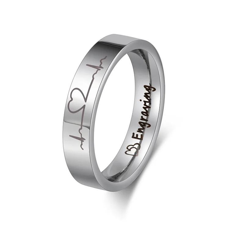 Personalisierter Text Elektrokardiogramm Partnerring Ring für Paare