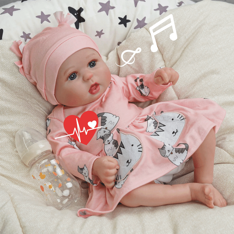 Babeside 20'' Bailyn Cutest Realistic Reborn Baby Doll Kitten Girl with Heartbeat Coos and Breath