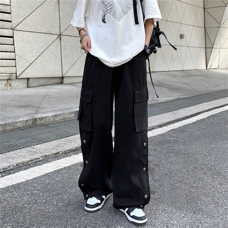 Sopula Retro Street Buttoned Straight Leg Cargo Pants
