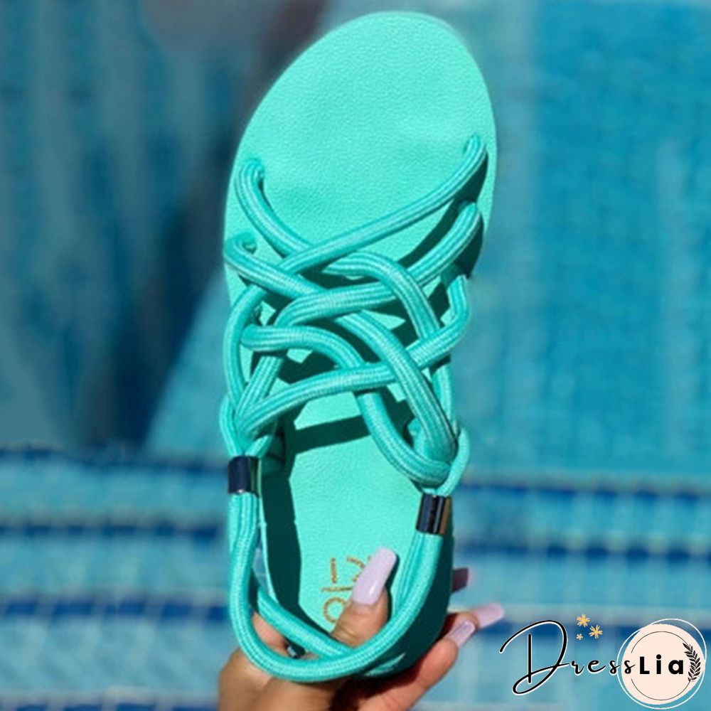 Fashion Rope Summer Shoes Boho Beach Sandals Women Flats Sandals Slides Flat Sandals