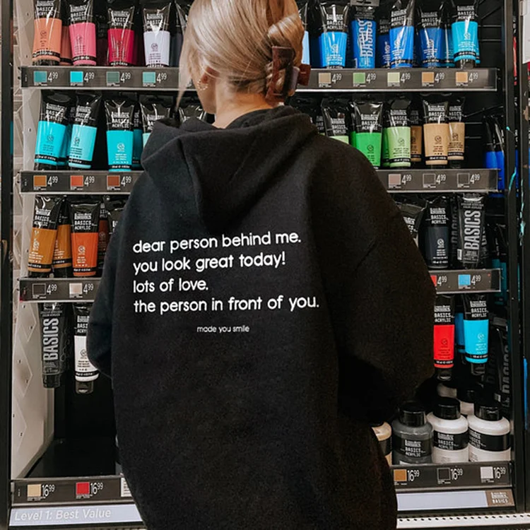 Dear Person Behind Me Slogan Print Sweatshirt
