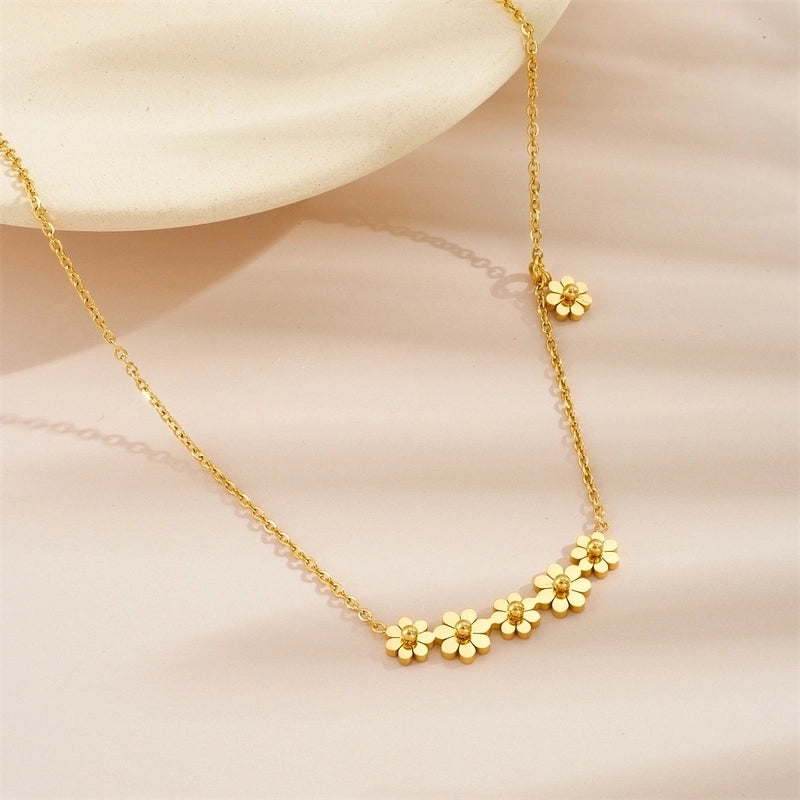 Sweet Flower Titanium Steel Necklace