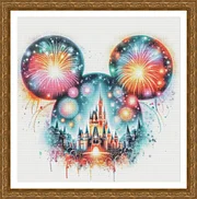 CC3838-Mickey Castle]_ 41.76_ Painting Fairy Cross Stitch_printed