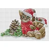 [Brand]Christmas Kitten And Bear - 14CT Stamped Cross Stitch - 42*30cm - Xmas