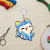 Blue Dolphin 14CT DIY Counted Plastic Cross Stitch Keychain Kit 10cm Embroidery Pendant Making Set Single-Sided Keychains Needlepoint Arts Craft Kit for Beginners Adults Jewelry Backpack Charms