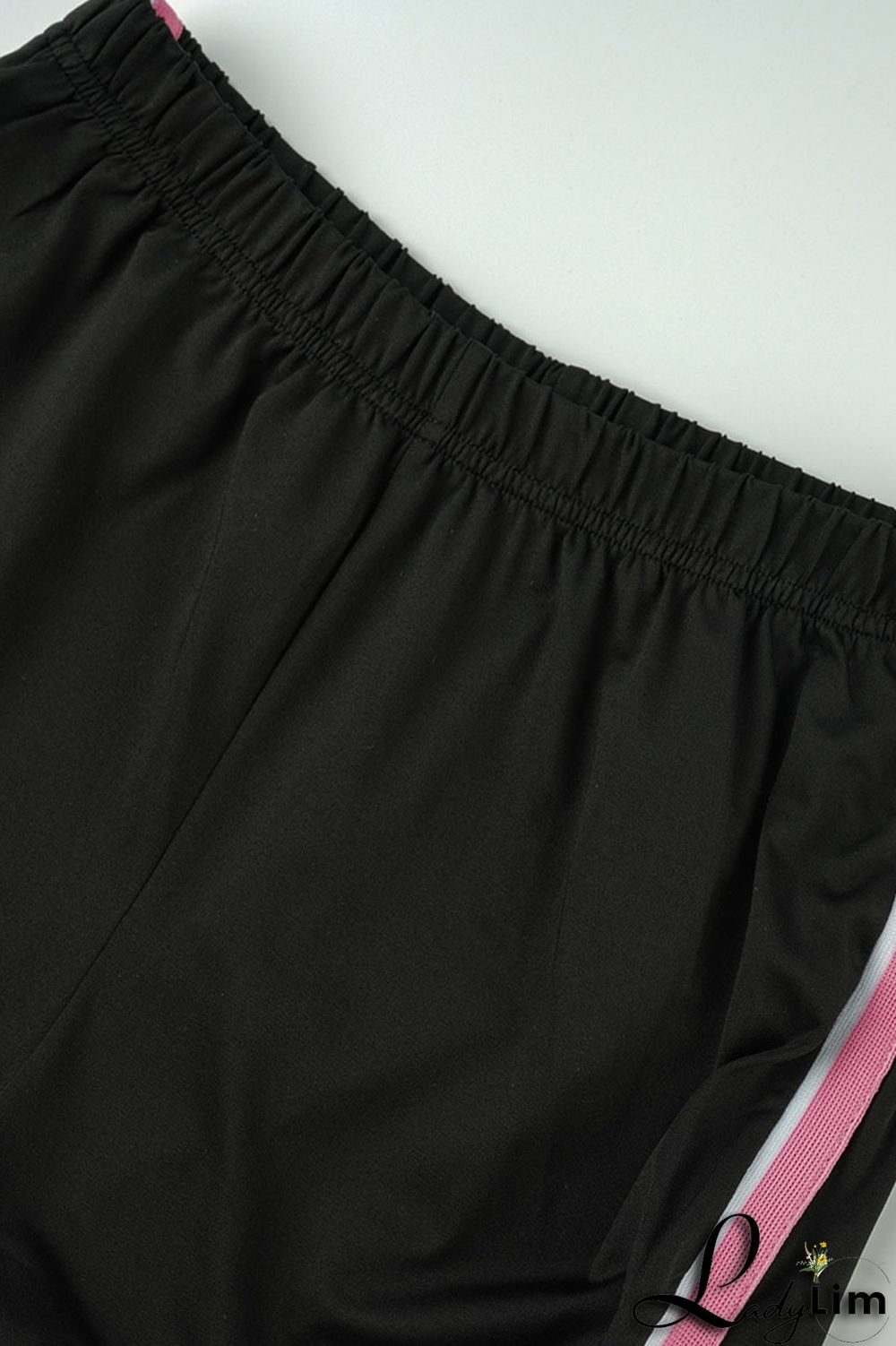 Black Fashion Casual Solid Split Joint O Neck Short Sleeve Two Pieces