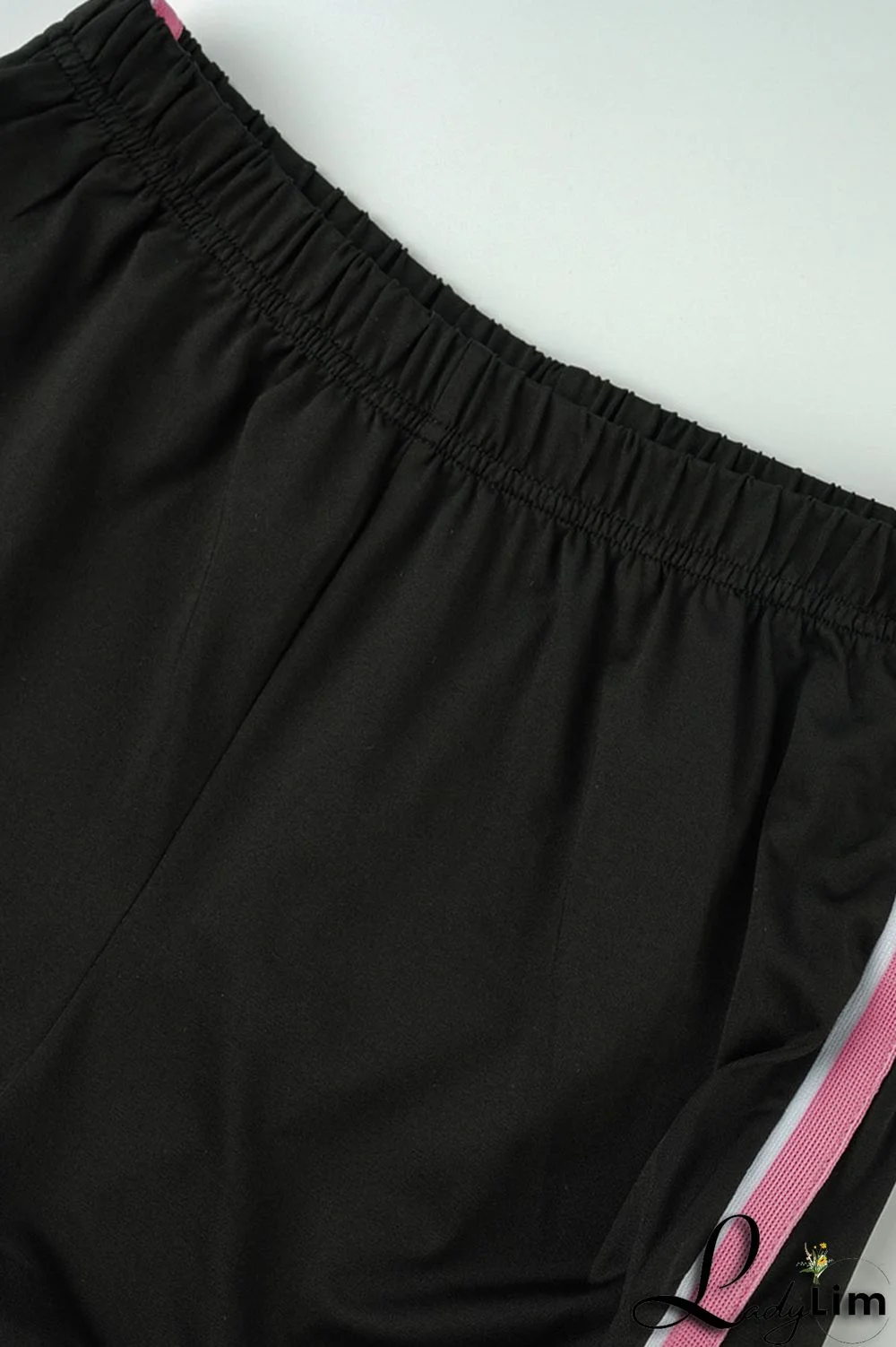 Black Fashion Casual Solid Split Joint O Neck Short Sleeve Two Pieces