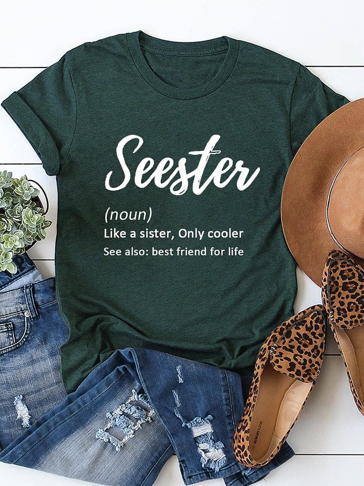 Women's Seester, Sister Definition Casual Cotton Tee