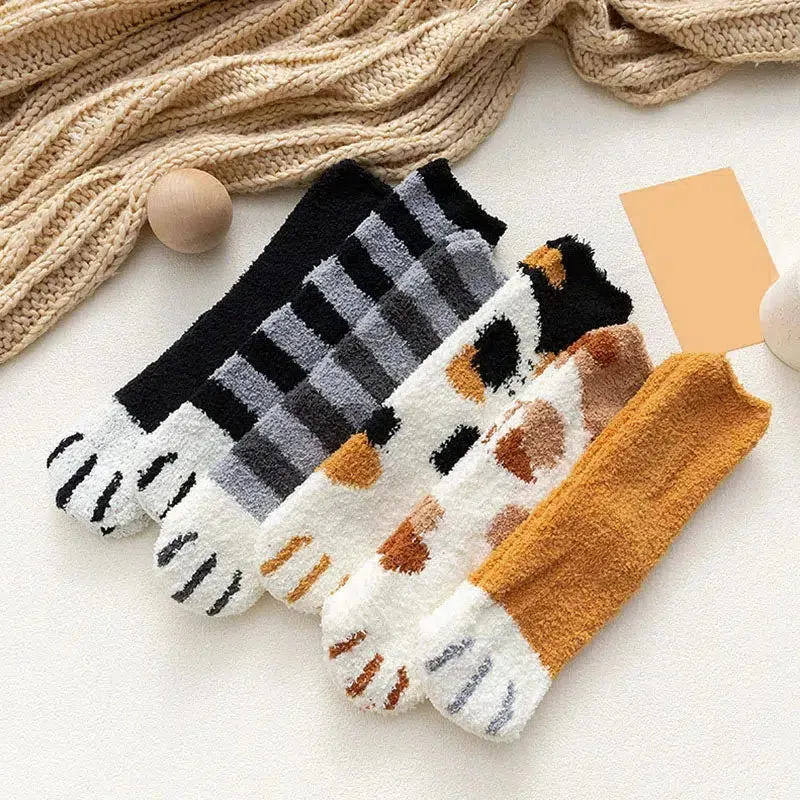 Brownm Paw Plush Socks