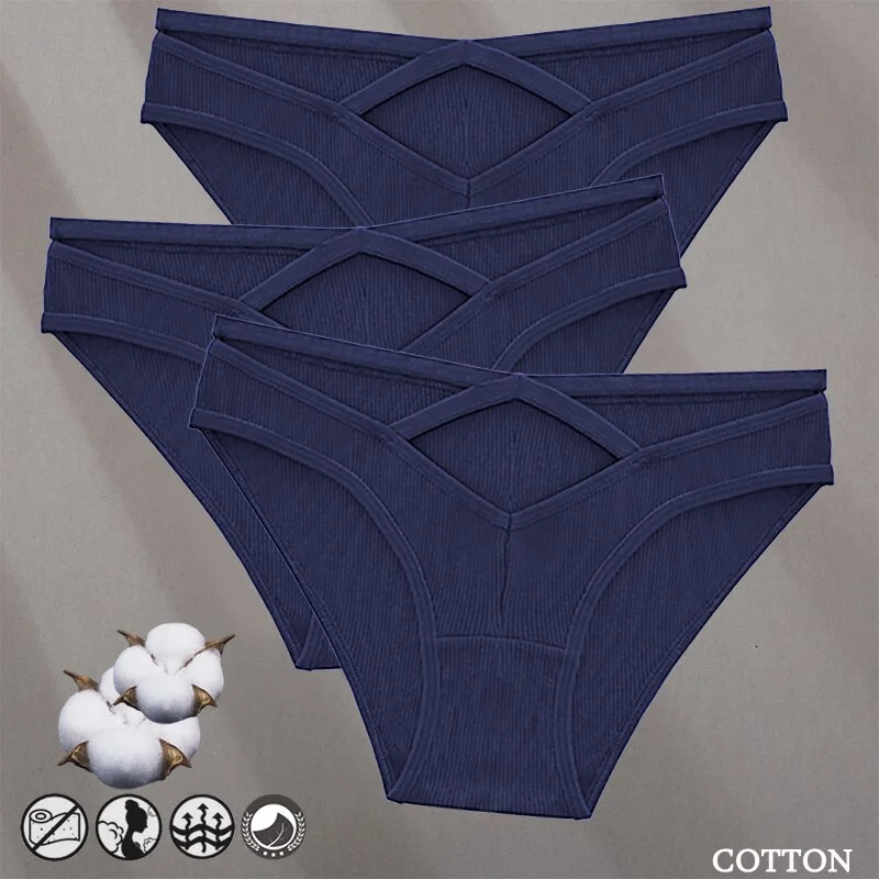 Billionm Women Sexy Cotton Underwear V-Waist Hollow Out Panties Briefs Solid Color Intimates Lingerie Female Comfortable Panty