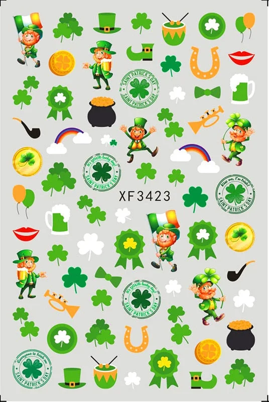 3D Flag Sport Nail Stickers for Manicure Fire Clover Decoration Decals Back Glue Designer Gymnastics Nail Art Sticker