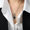 Black Agate Golden Silver Ring Necklace