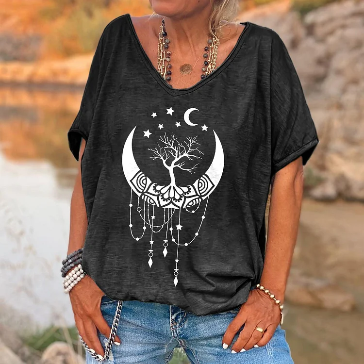 Above the Moon Printed Women's T-shirt socialshop