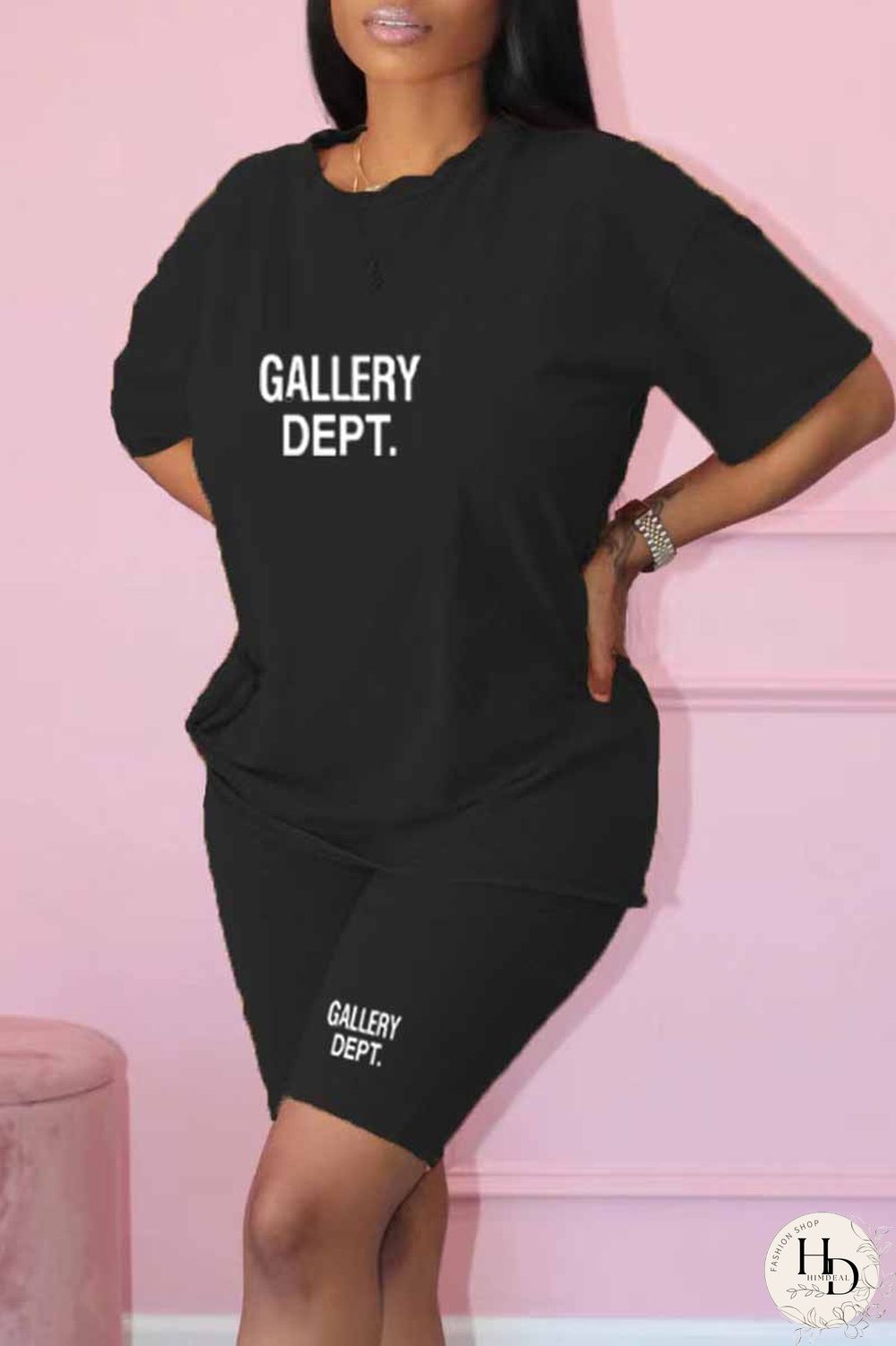 Purple Casual Print Letter O Neck Short Sleeve Two Pieces