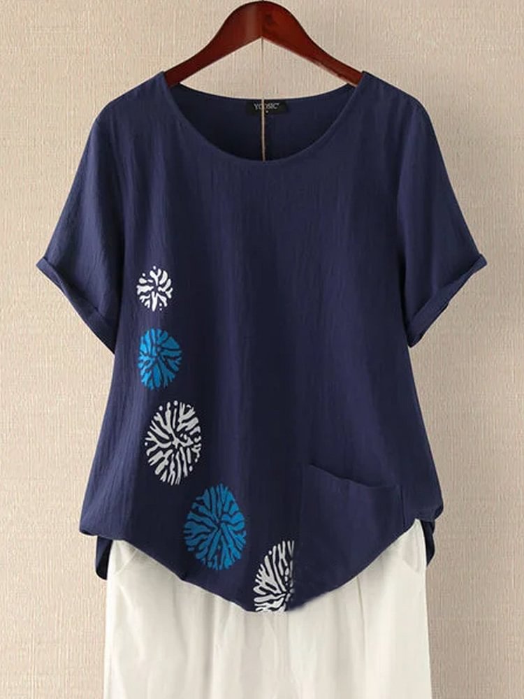Bestdealfriday Blue Casual Floral PrinT-Shirts Tops 9106457