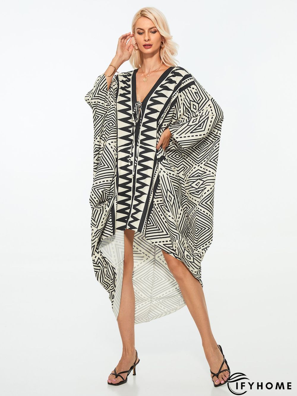 Vacation Long sleeve Elegant Ethnic Batwing Sleeve Dress | IFYHOME