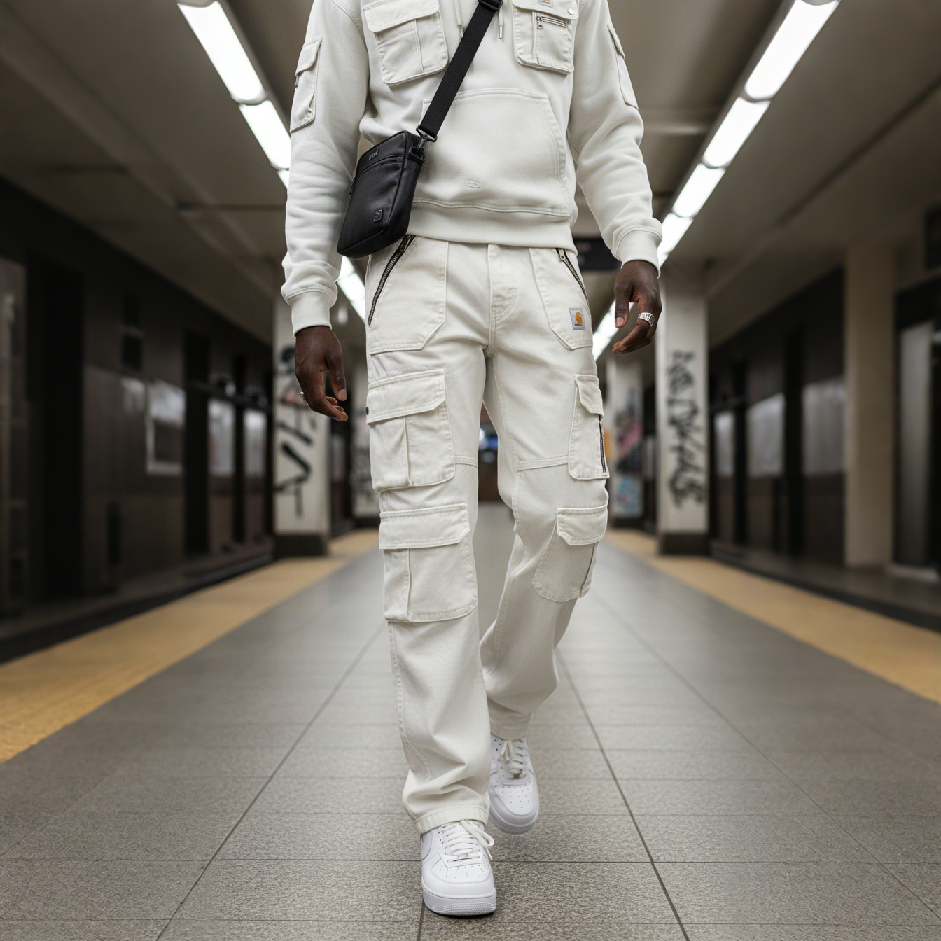 Street Style Multi-functional Multi-pocket Multi-zipper Retro Washed Cargo Trousers