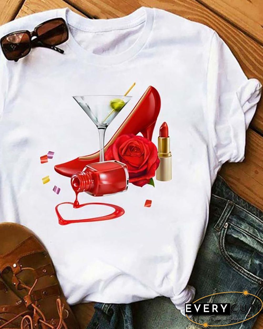 Graphic Print Short Sleeve Casual T-Shirt