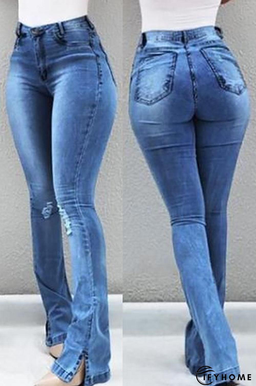 High Waist Ripped Slit Jeans | IFYHOME