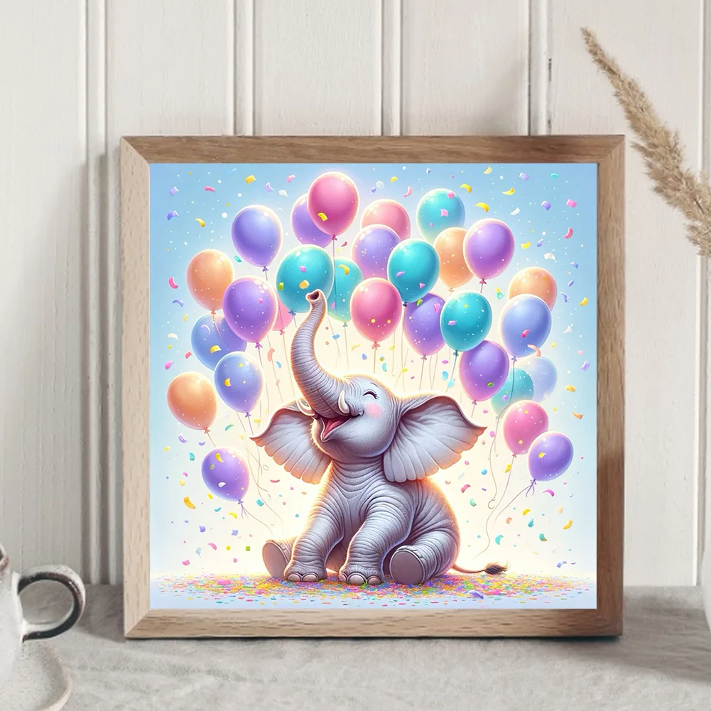 Diamond Painting - Full Round Drill - Balloon Elephant(Canvas|30*30cm)
