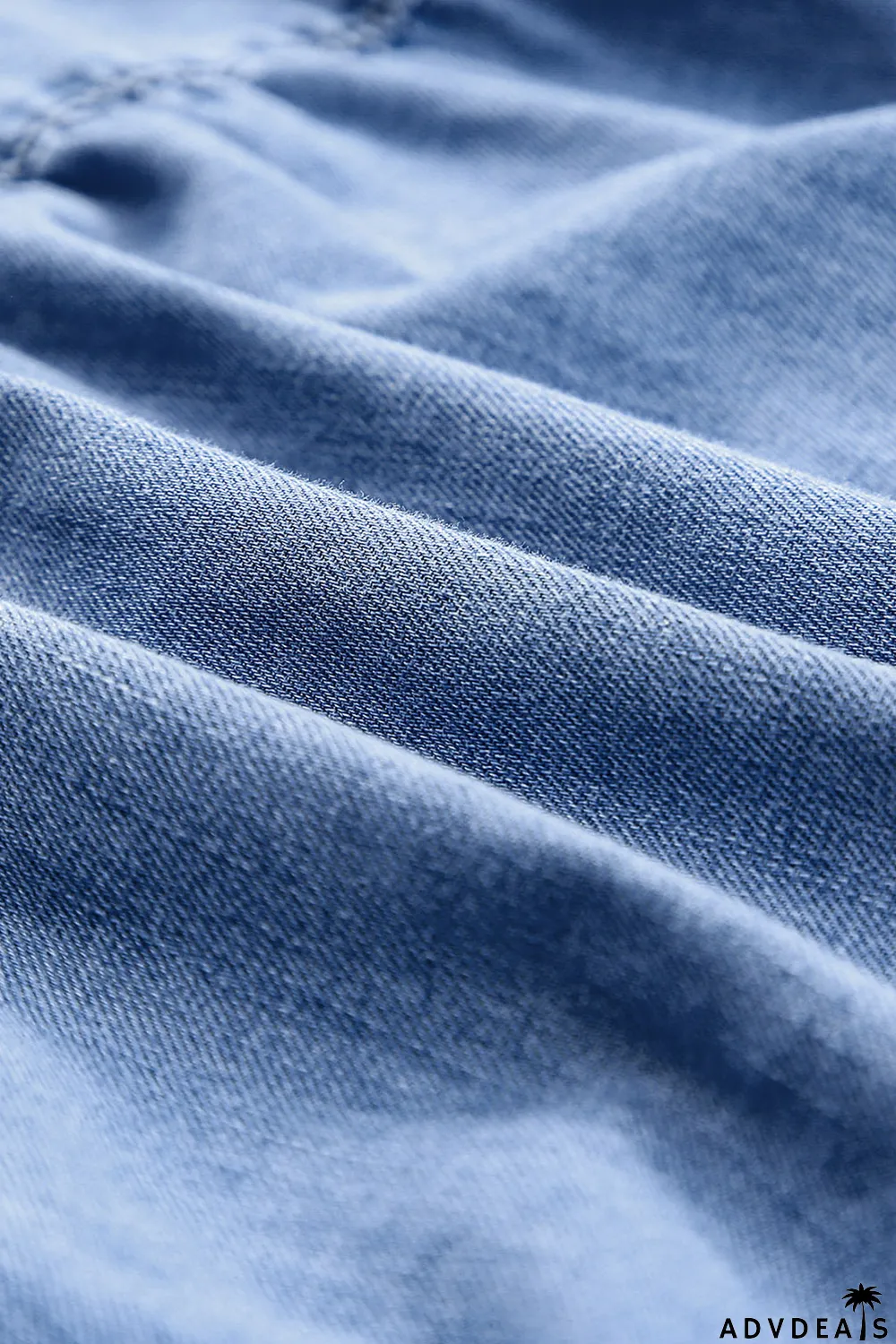 Sky Blue Flap Pockets Button up Sleeveless Denim Dress