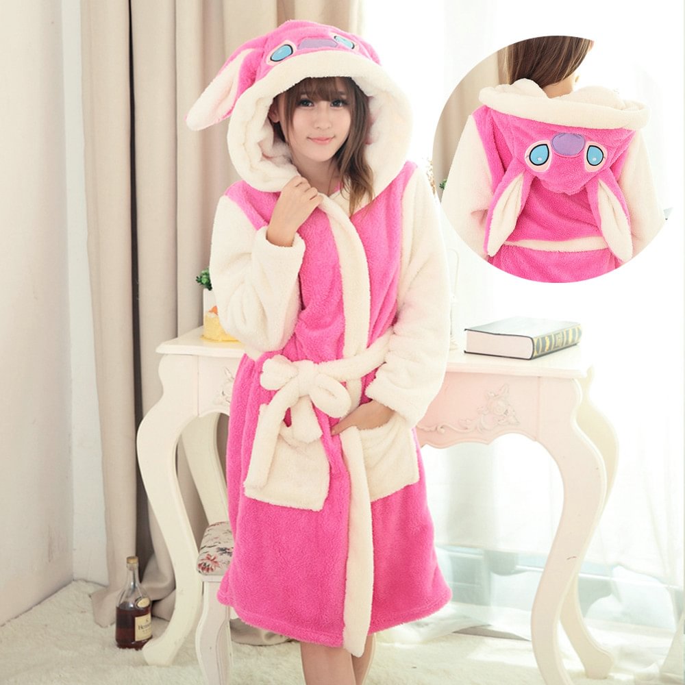 Pink Stitch Winter Robe Couple Sleepwear Kigurumi Pajamas-Pajamasbuy