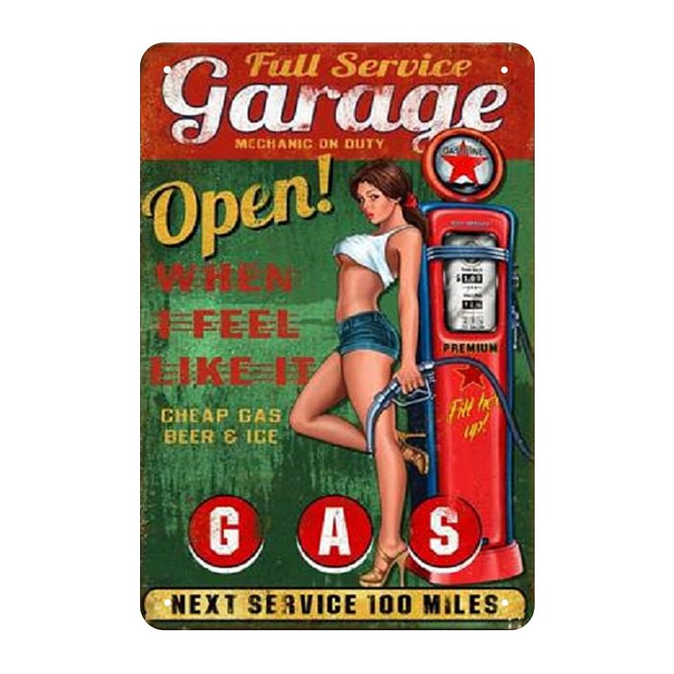 Garage Pin Up Girl - Vintage Tin Signs/Wooden Signs - 20*30cm/30*40cm
