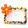Daisy Flower DIY Building Block Photo Frame Kit,Creative Handmade Assembled Photo Frame Handmade Craft Gift Home Tabletop Display Decor