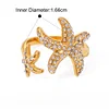 Starfish Rhinestone Golden Silver Open Ring