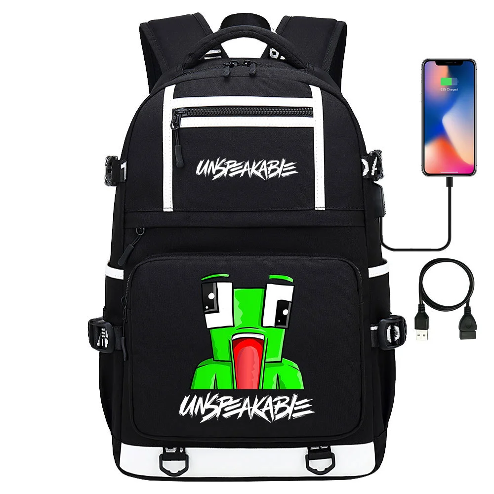 Buzzdaisy Unspeakable Double-Sided Backpack with USB Charging and 15-Inch Laptop Protection - Multi-Pocket Large Capacity School Bag