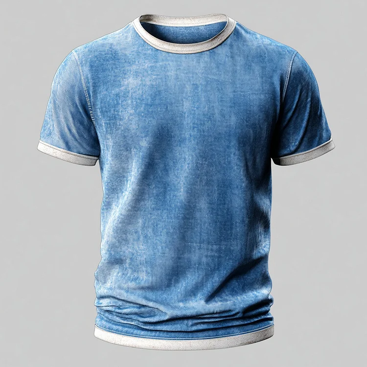 Men's Cotton Washed Round Neck Short Sleeve T-Shirt