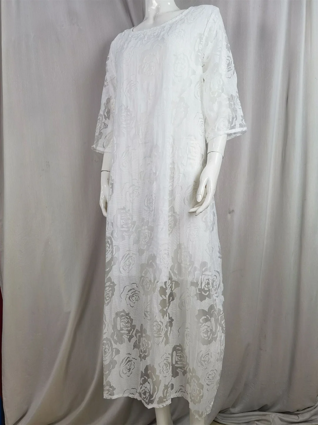 Women Half Sleeve V-neck Solid Color Dress