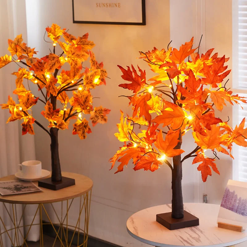 24 LED Tabletop Lighted Maple Tree Battery Operated With Timer