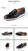 Luxury Men's Black Tassel Leather Loafers