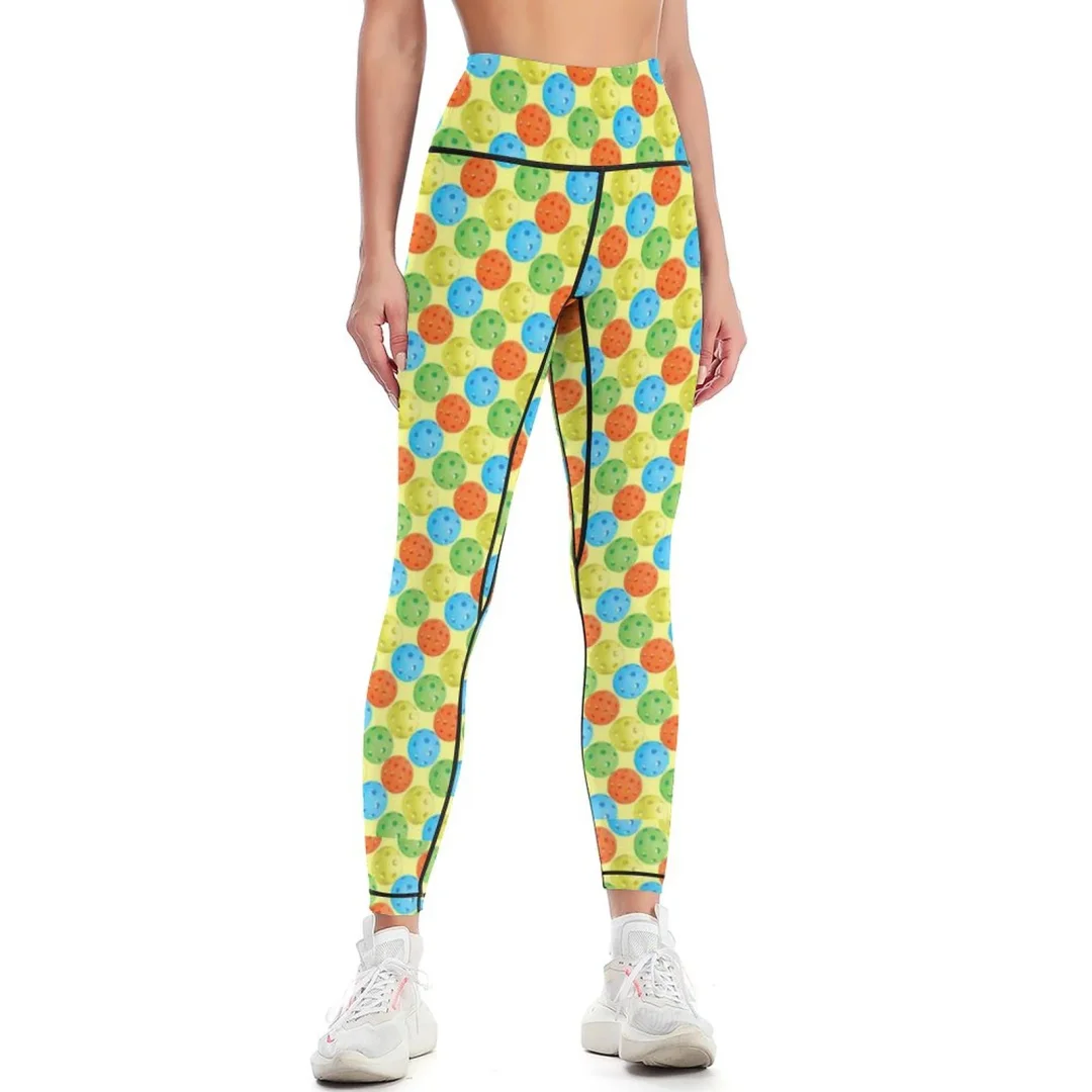 Orange Multi-color Pickleball Yoga Pants for Women Capris Full Length Yoga Legging High Waist Outdoor Running Pants