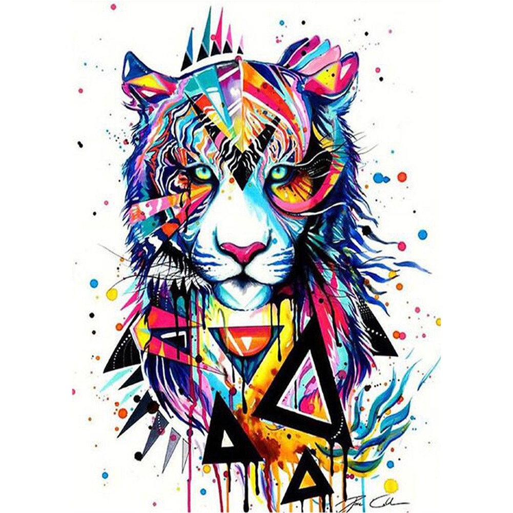 

30*40CM - Round Drill Diamond Painting - Doodle Tiger, 501 Original