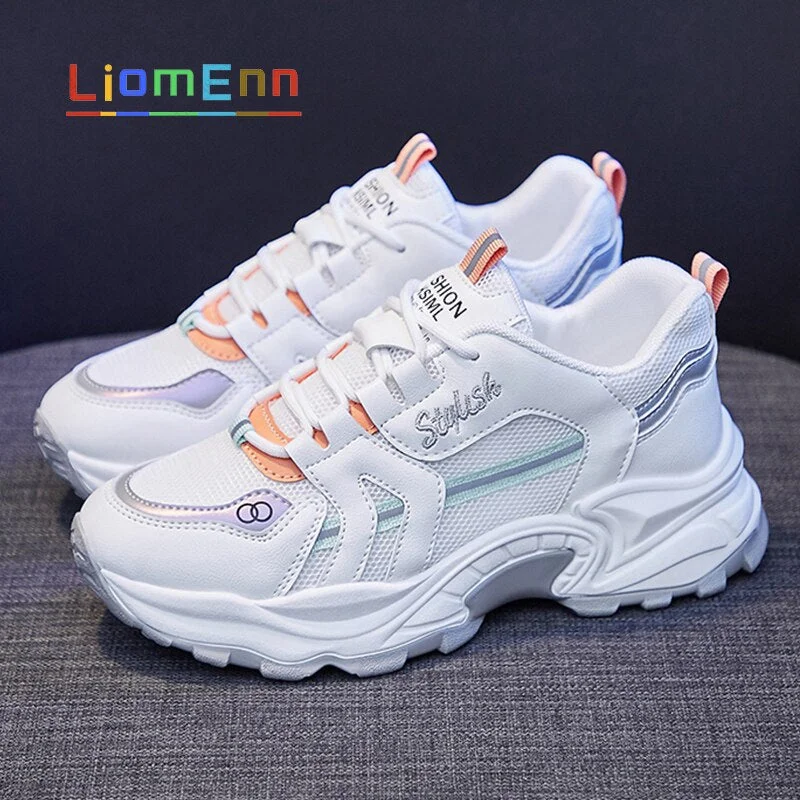 Women's Chunky Sneakers Women Shoes 2021 Fashion Korean White Casual Running Sport Shoe Platform Vulcanized Tennis Basket Femme