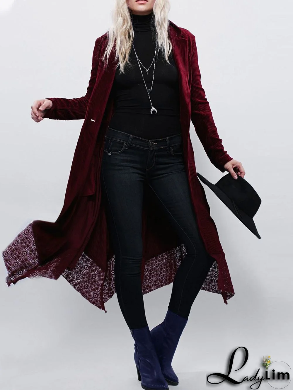 Casual Lace Patchwork Lapel Collar One Button Velvet Coat